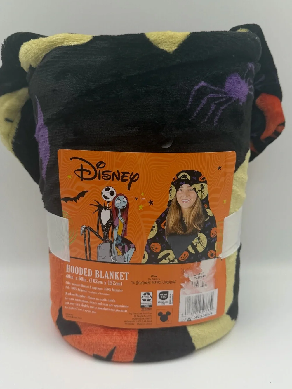 Disney Nightmare Before Christmas Hooded Blanket Plush Throw 40”x60” Halloween